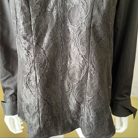 Antonio Milani Black Lace Front V-Neck Blouse - Picture 7 of 9